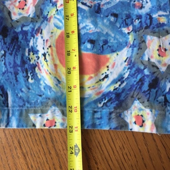 Artscapea Galaxy Print Denim Jacket Vintage 100% Cotton Blue Yellow Orange M - Picture 11 of 12